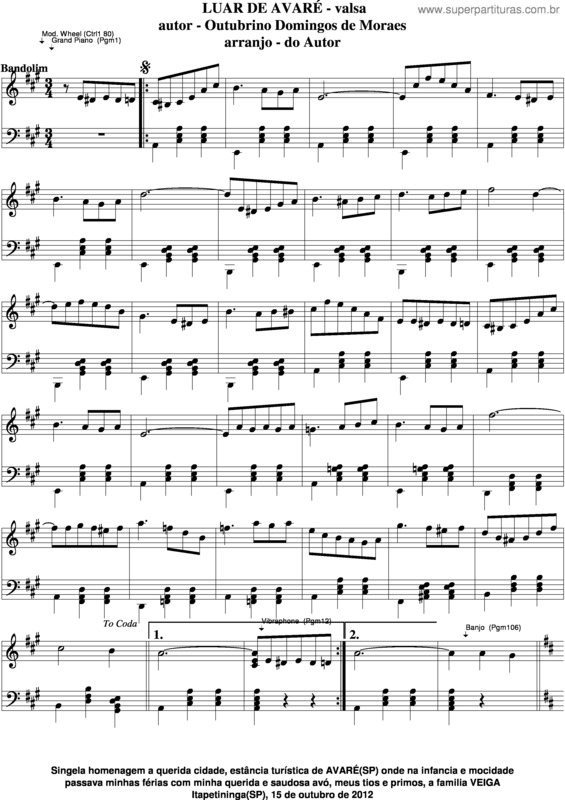 Partitura da música Luar De Avaré v.4