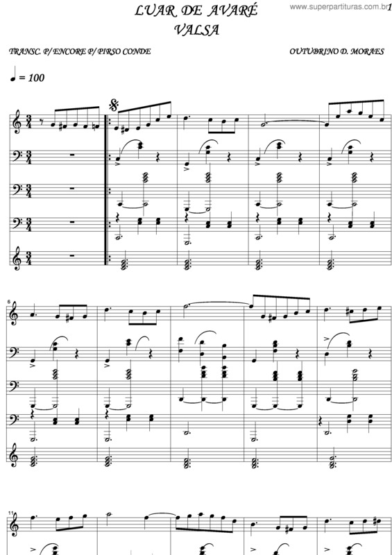 Partitura da música Luar De Avaré