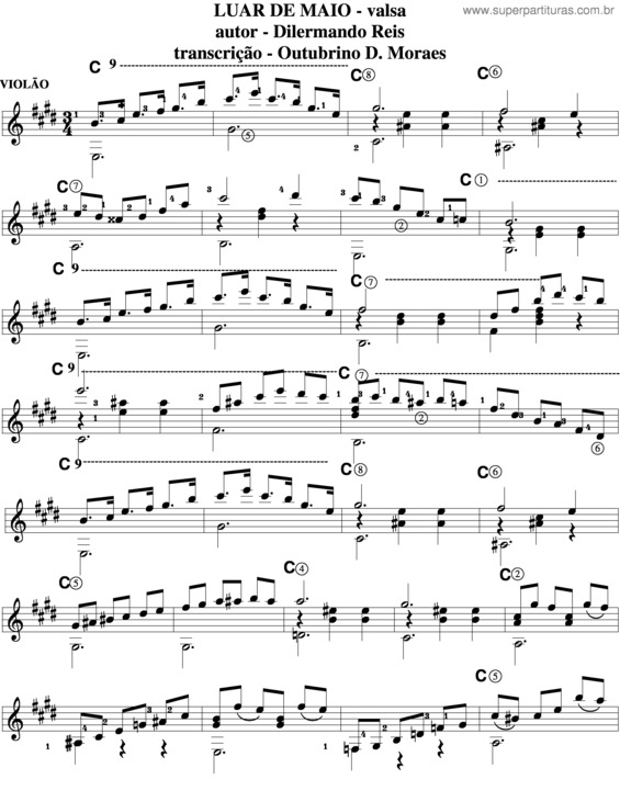 Partitura da música Luar De Maio