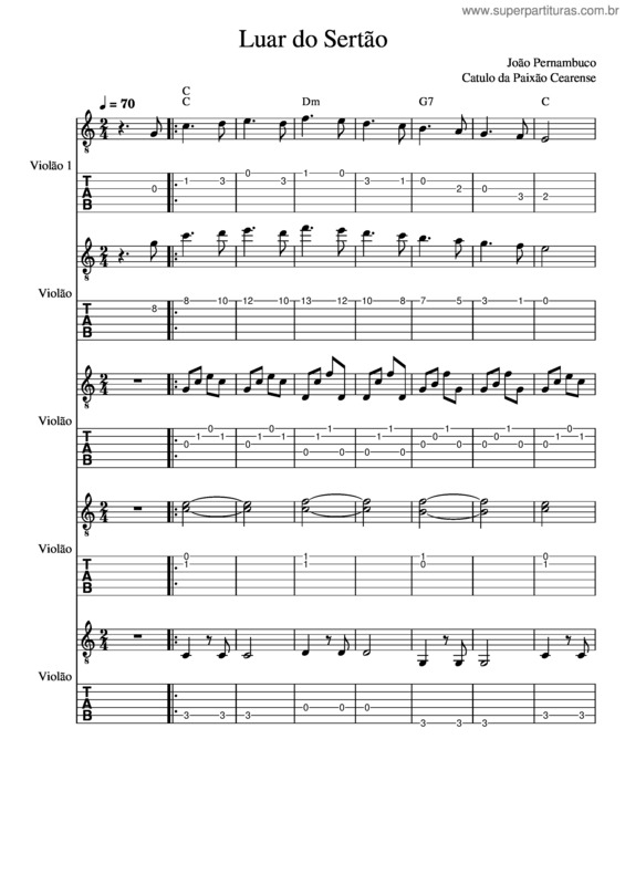 Partitura da música Luar Do Sertão Arr. Prática Coletiva