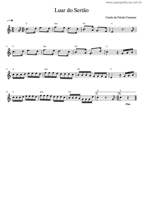 Partitura da música Luar Do Sertão v.16
