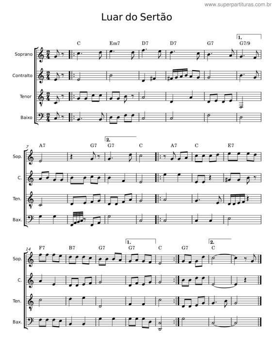 Partitura da música Luar Do Sertão v.26