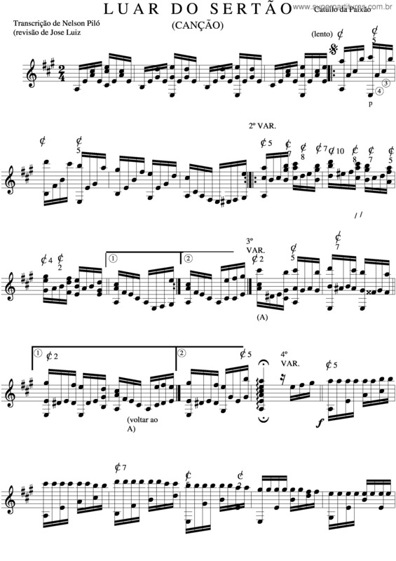 Partitura da música Luar Do Sertão v.6