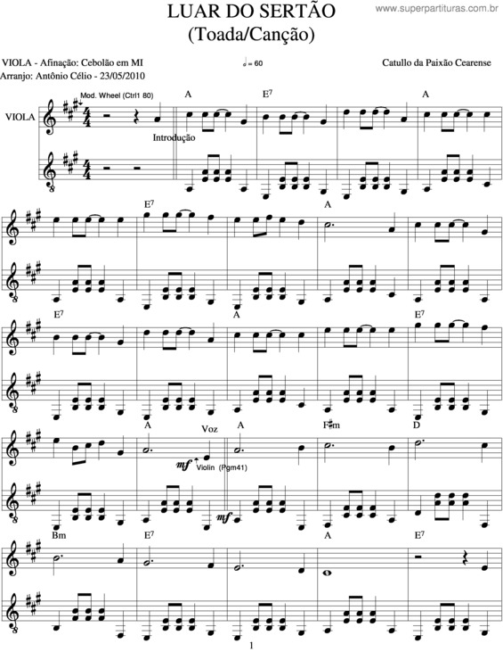 Partitura da música Luar Do Sertão v.7