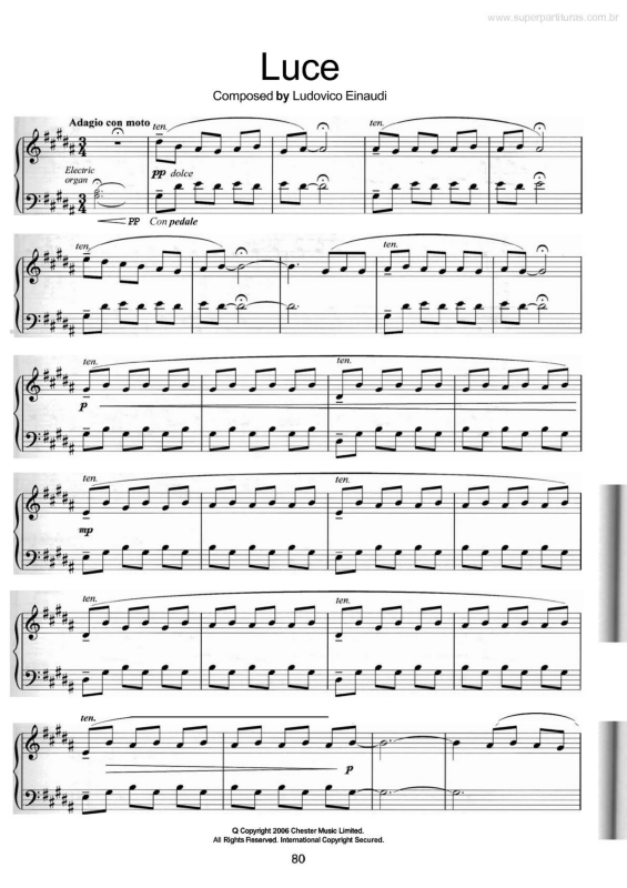 Partitura da música Luce