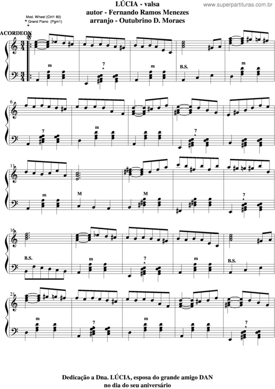Partitura da música Lúcia v.10