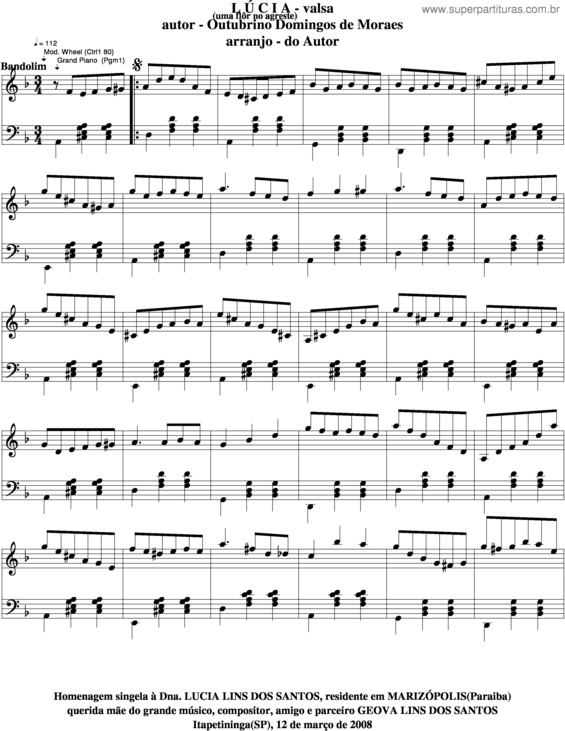 Partitura da música Lúcia v.13