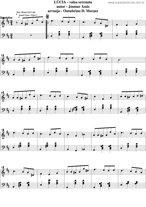 Partitura da música Lúcia v.14