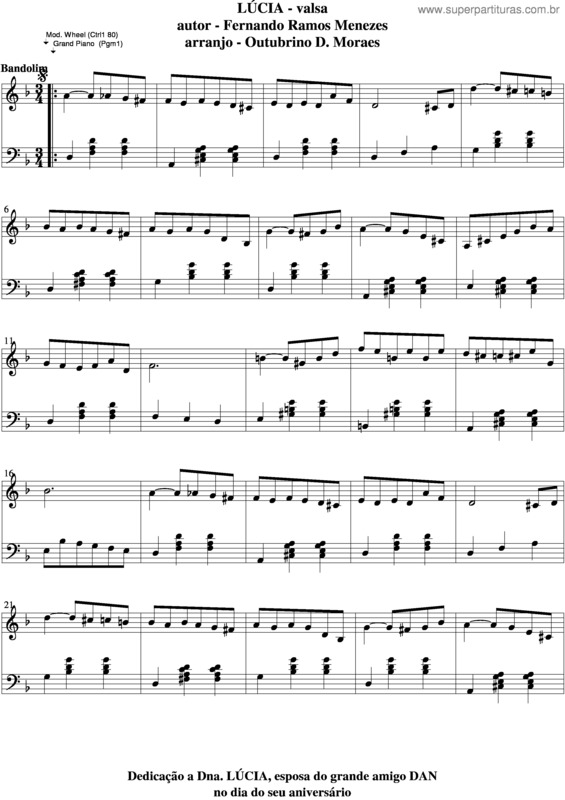 Partitura da música Lúcia v.16