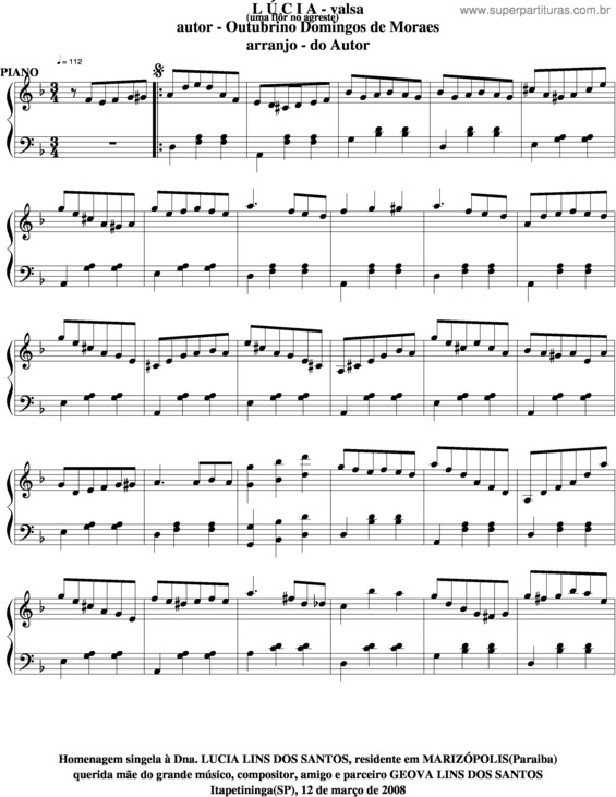 Partitura da música Lúcia v.17