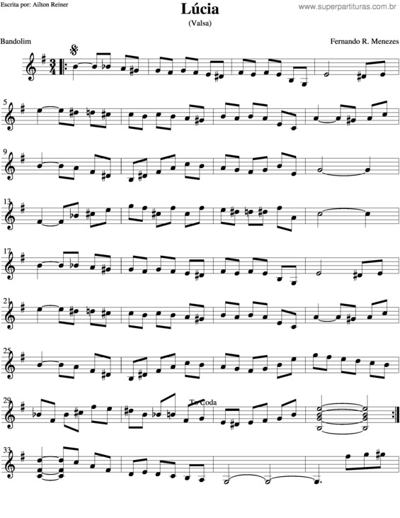 Partitura da música Lúcia v.3