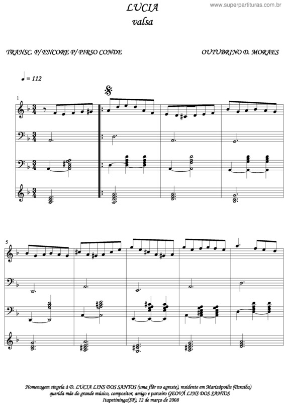 Partitura da música Lúcia v.7