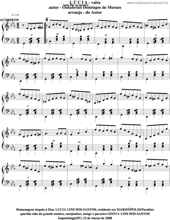Partitura da música Lúcia v.8