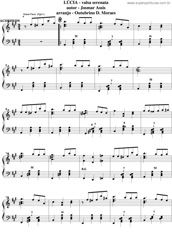 Partitura da música Lúcia v.9