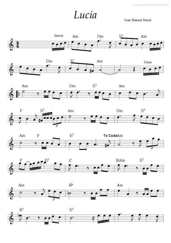 Partitura da música Lucia