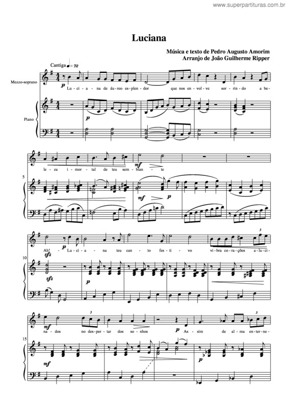 Partitura da música Luciana v.2