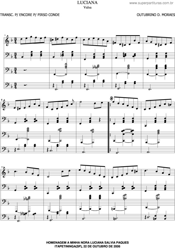 Partitura da música Luciana v.3