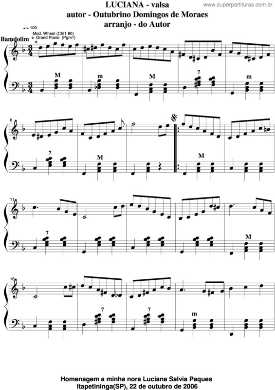 Partitura da música Luciana v.5