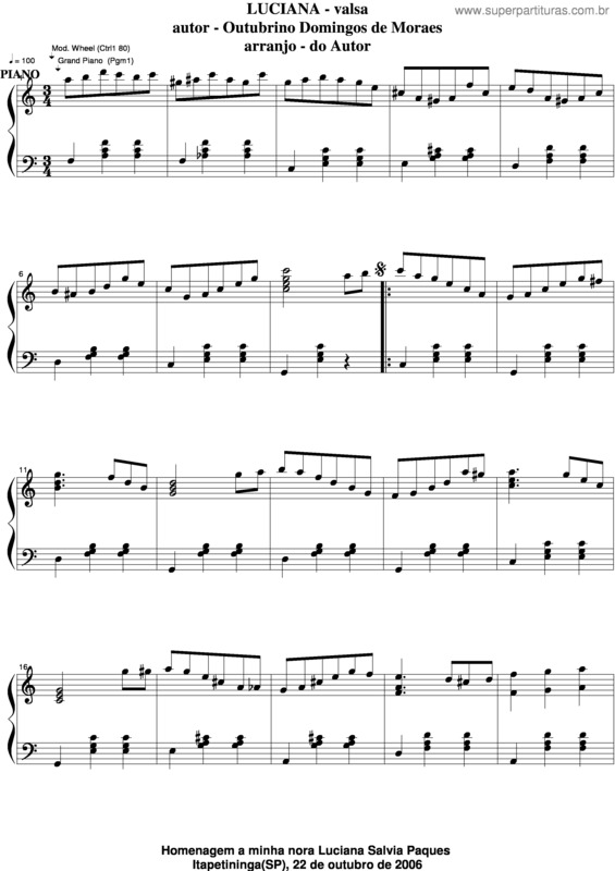 Partitura da música Luciana v.8