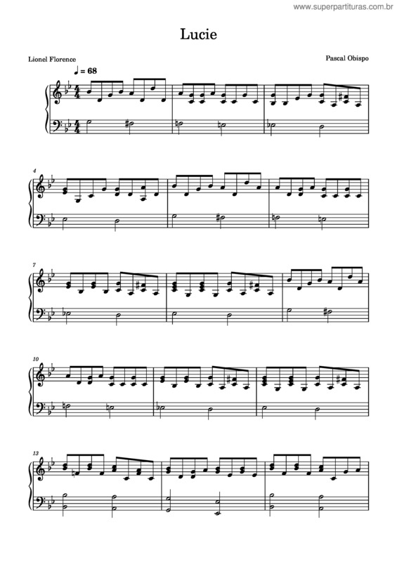 Partitura da música Lucie