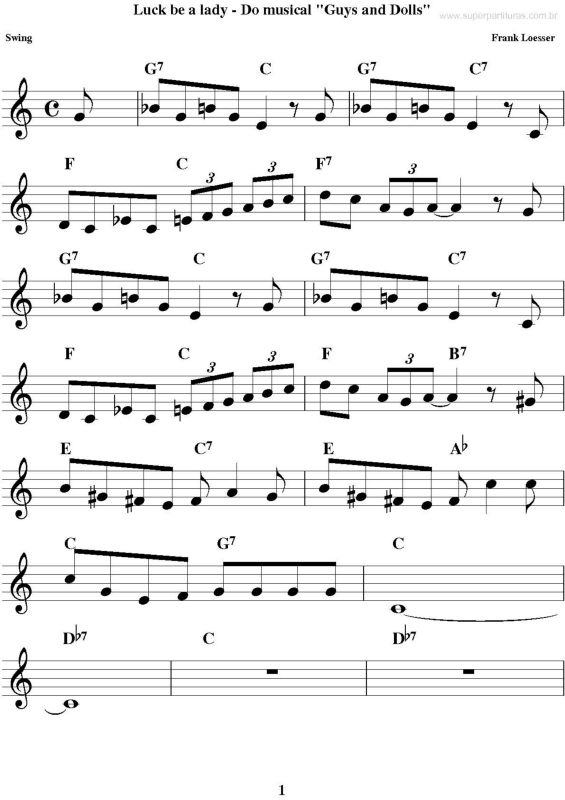 Partitura da música Luck Be A Lady (Guys And Dolls)