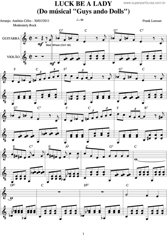 Partitura da música Luck Be A Lady