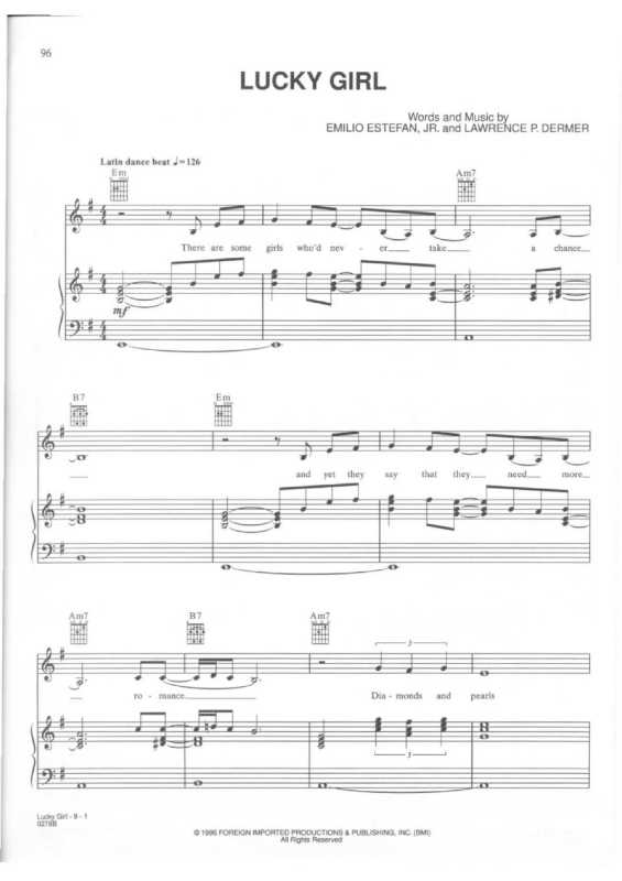 Partitura da música Lucky Girl