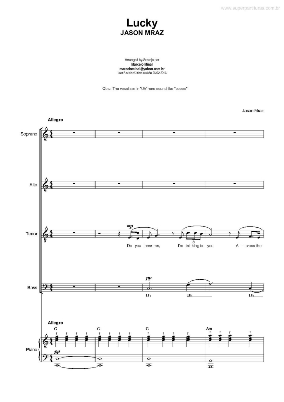 Partitura da música Lucky v.3