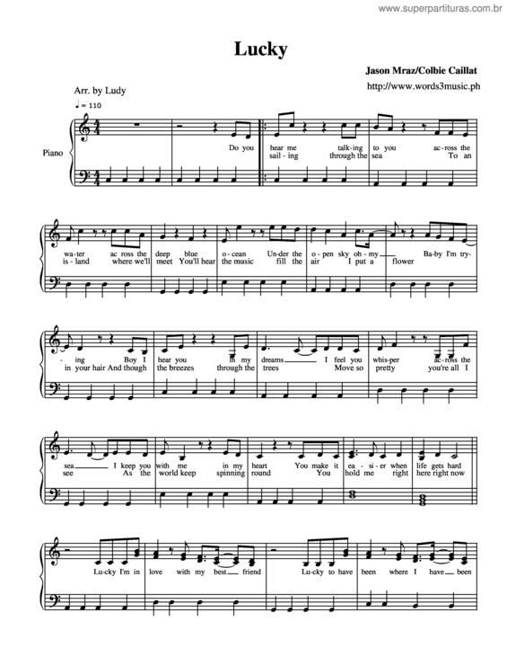 Partitura da música Lucky v.7
