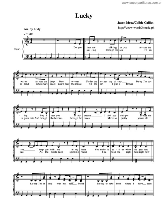 Partitura da música Lucky v.7