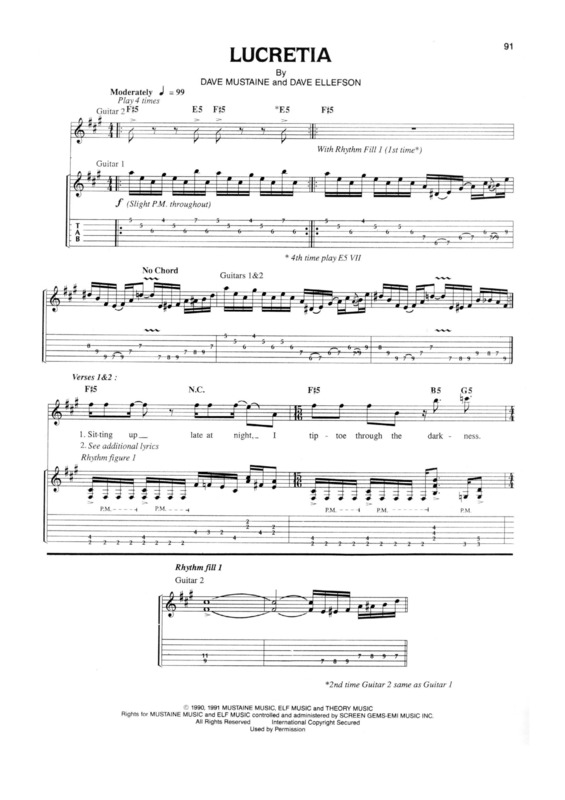 Partitura da música Lucretia