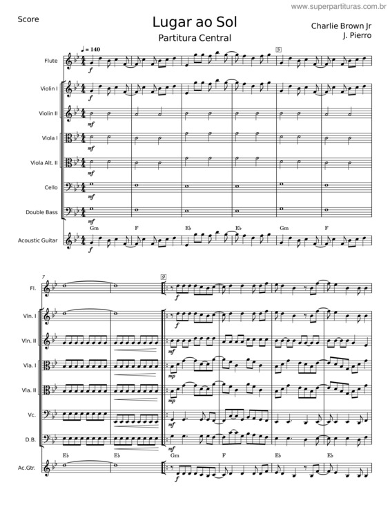 Partitura da música Lugar Ao Sol – Charlie Brown Jr.