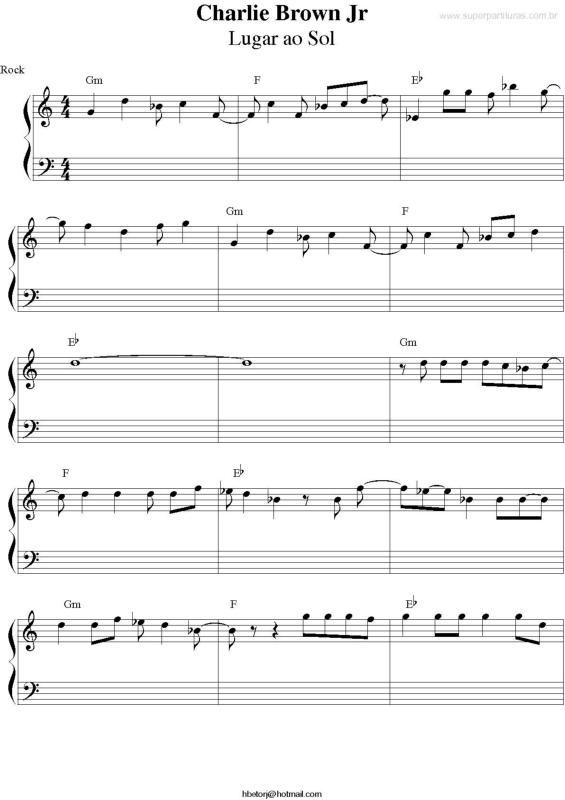 Partitura da música Lugar ao Sol v.2