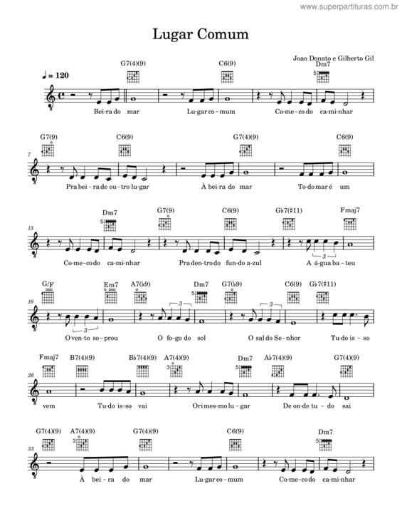 Partitura da música Lugar Comum – João Donato E Gilberto Gil Lugar Comum – João Donato E Gilberto Gil – C