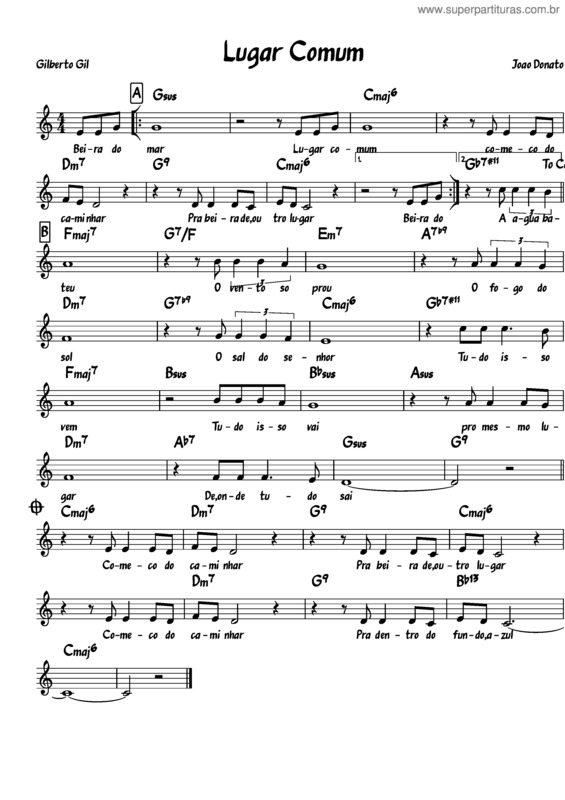 Partitura da música Lugar Comum v.4