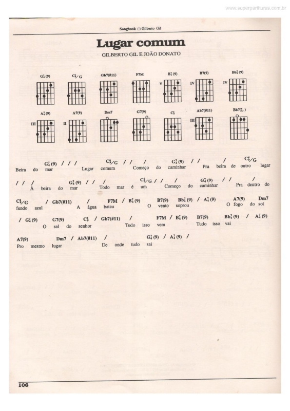 Partitura da música Lugar Comum