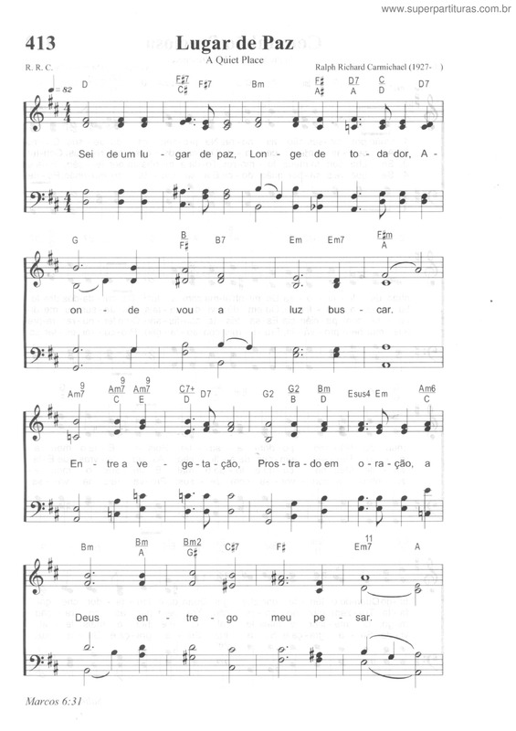 Partitura da música Lugar De Paz