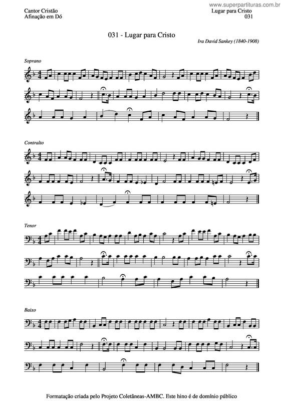 Partitura da música Lugar Para Cristo v.2