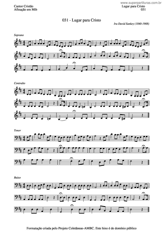 Partitura da música Lugar Para Cristo v.4