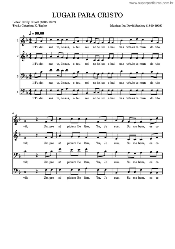 Partitura da música Lugar Para Cristo v.5