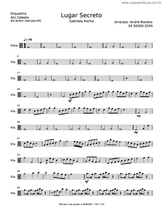 Partitura da música Lugar Secreto – Gabriela Rocha v.3