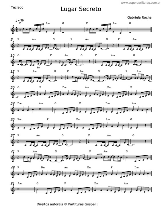 Partitura da música Lugar Secreto – Gabriela Rocha v.5