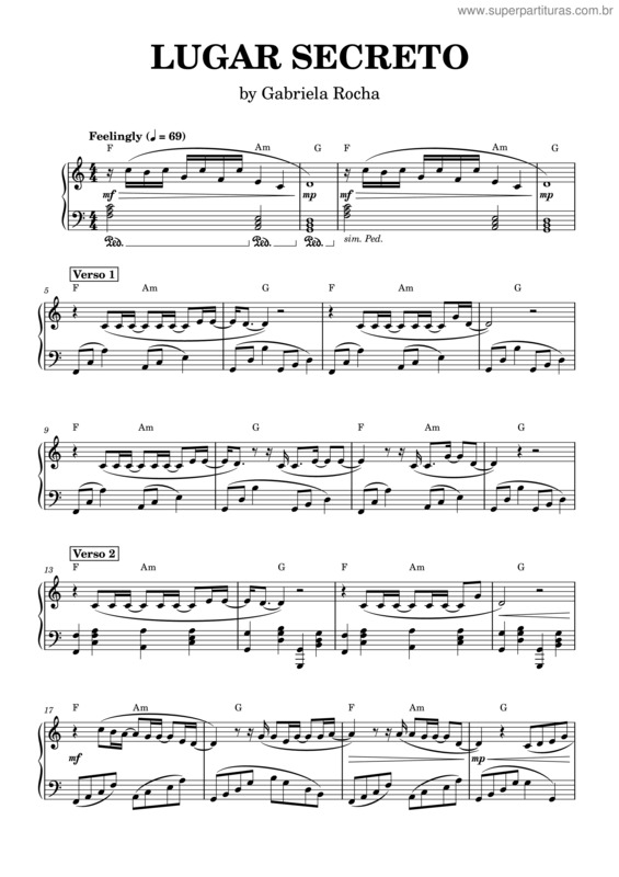 Partitura da música Lugar Secreto – Gabriela Rocha v.6