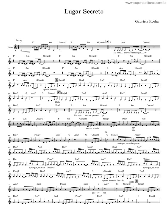 Partitura da música Lugar Secreto – Gabriela Rocha v.7