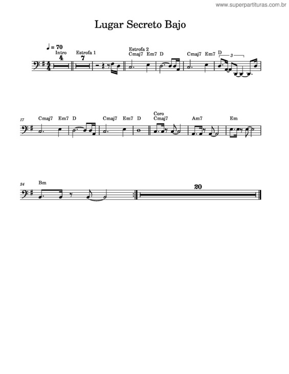 Partitura da música Lugar Secreto Bajo