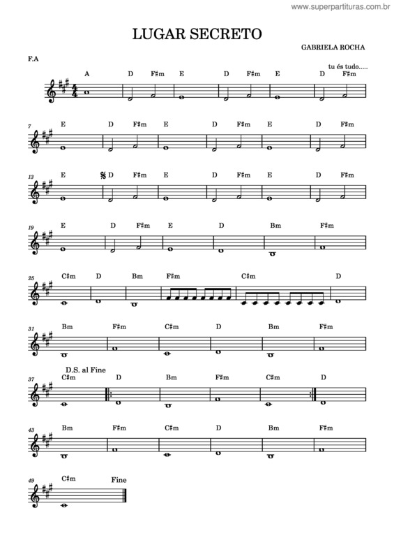 Partitura da música Lugar Secreto v.14