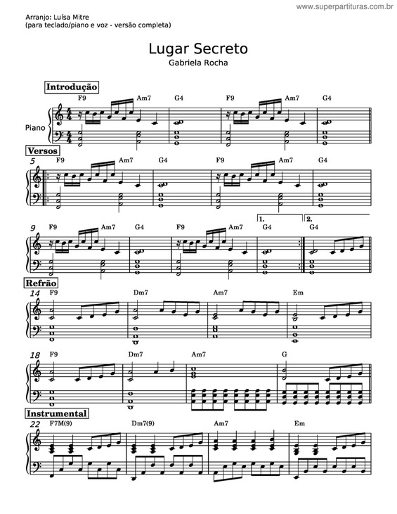 Partitura da música Lugar Secreto v.9
