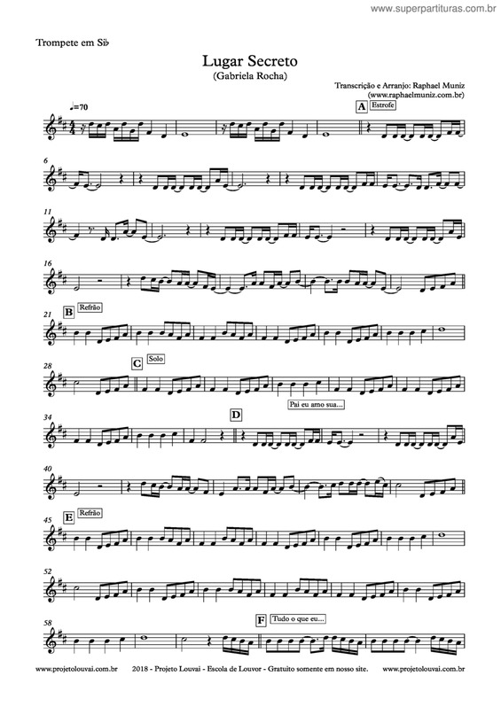 Partitura da música Lugar Secreto