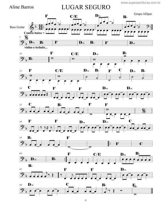 Partitura da música Lugar Seguro