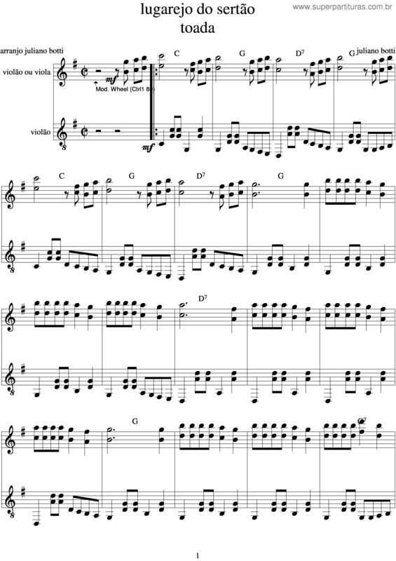 Partitura da música Lugarejo Do Sertão